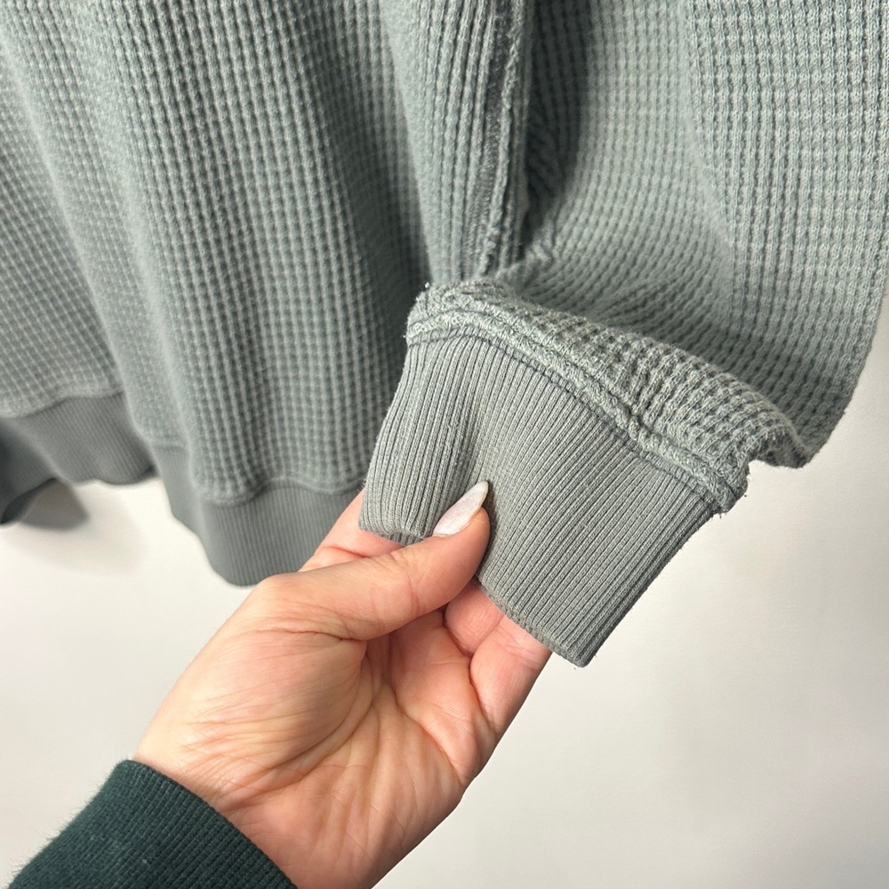 Aerie Grey Green Waffle Knit Crewneck - Picture 3 of 6